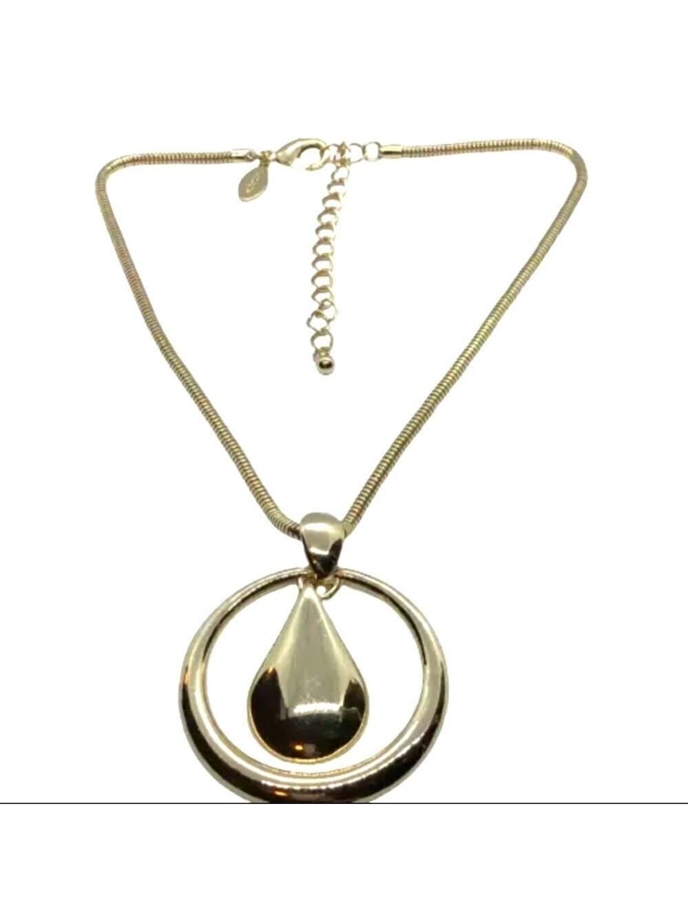 Chico's Silver Tone Snake Chain Liquid Metal Pendant Necklace Adjust 16-19"